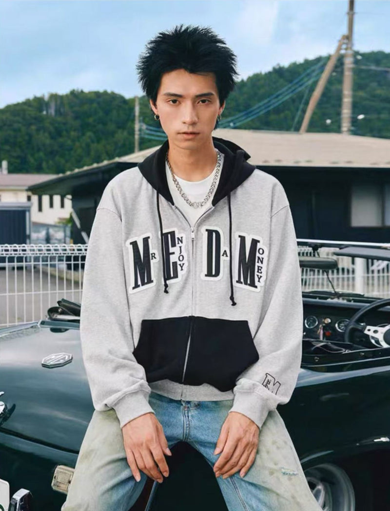 MEDM Colorblock Patch Zip-up Hoodie