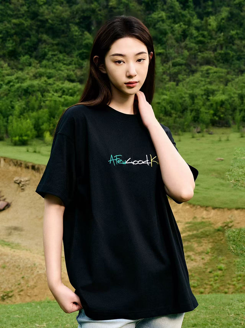 AFGK Cursive Logo Embroidered Short-sleeve T-shirt