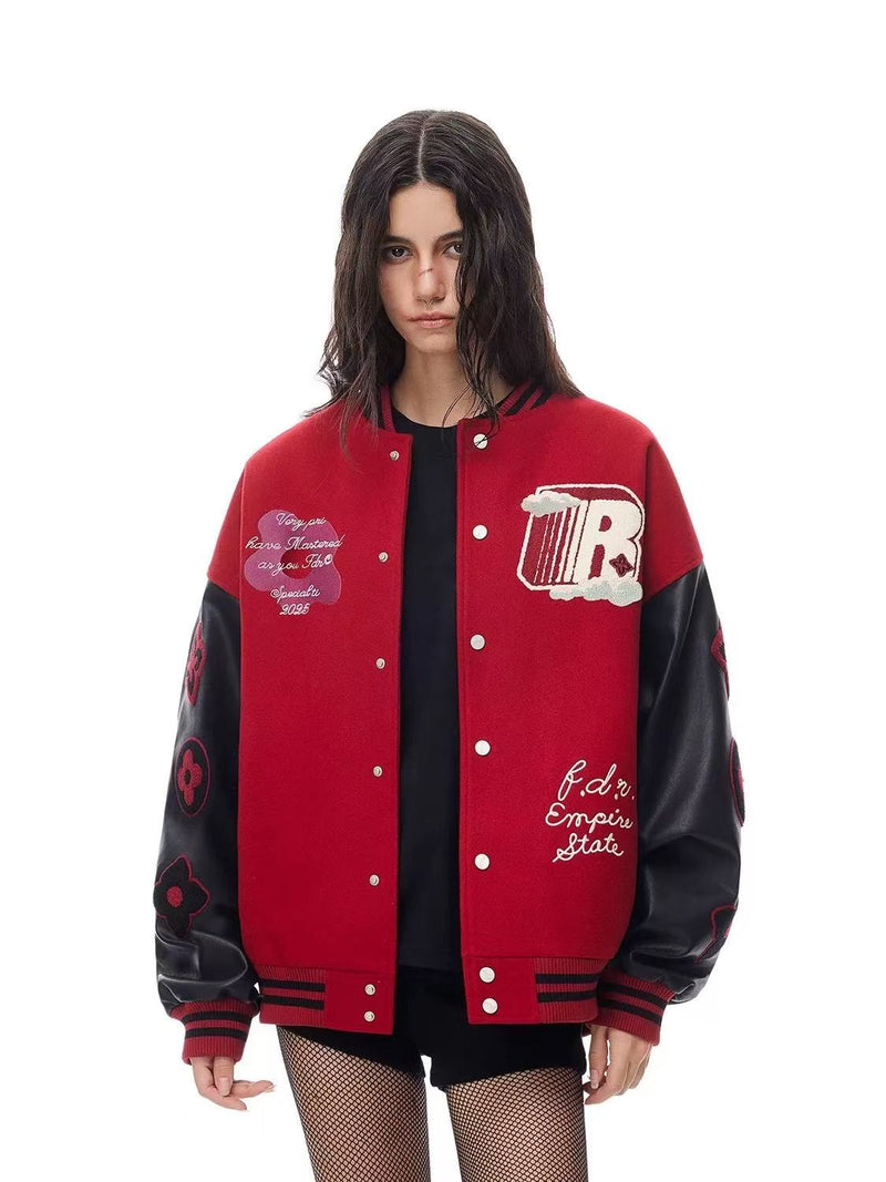 FDR R Logo Cloud Towel Embroidered Varrsity Jacket