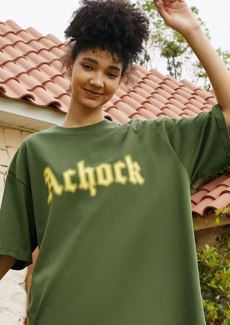 ACHOCK Simple Dot Logo Blur Printed T-shirt