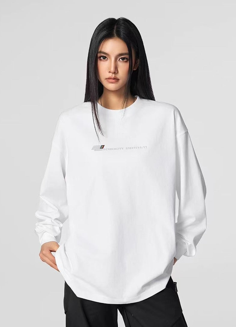 ACHOCK Solid Color Letter Print Long-sleeve T-shirt