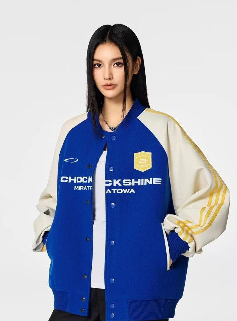 ACHOCK Stitched Contrasting Retro Baseball Jacket