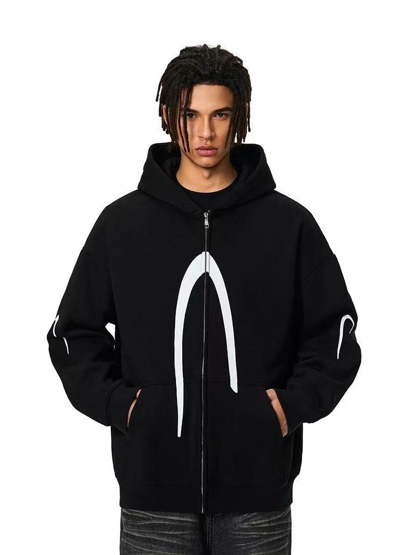 ACHOCK Hip Hop High Street Hooded Zipper Sweatshirt