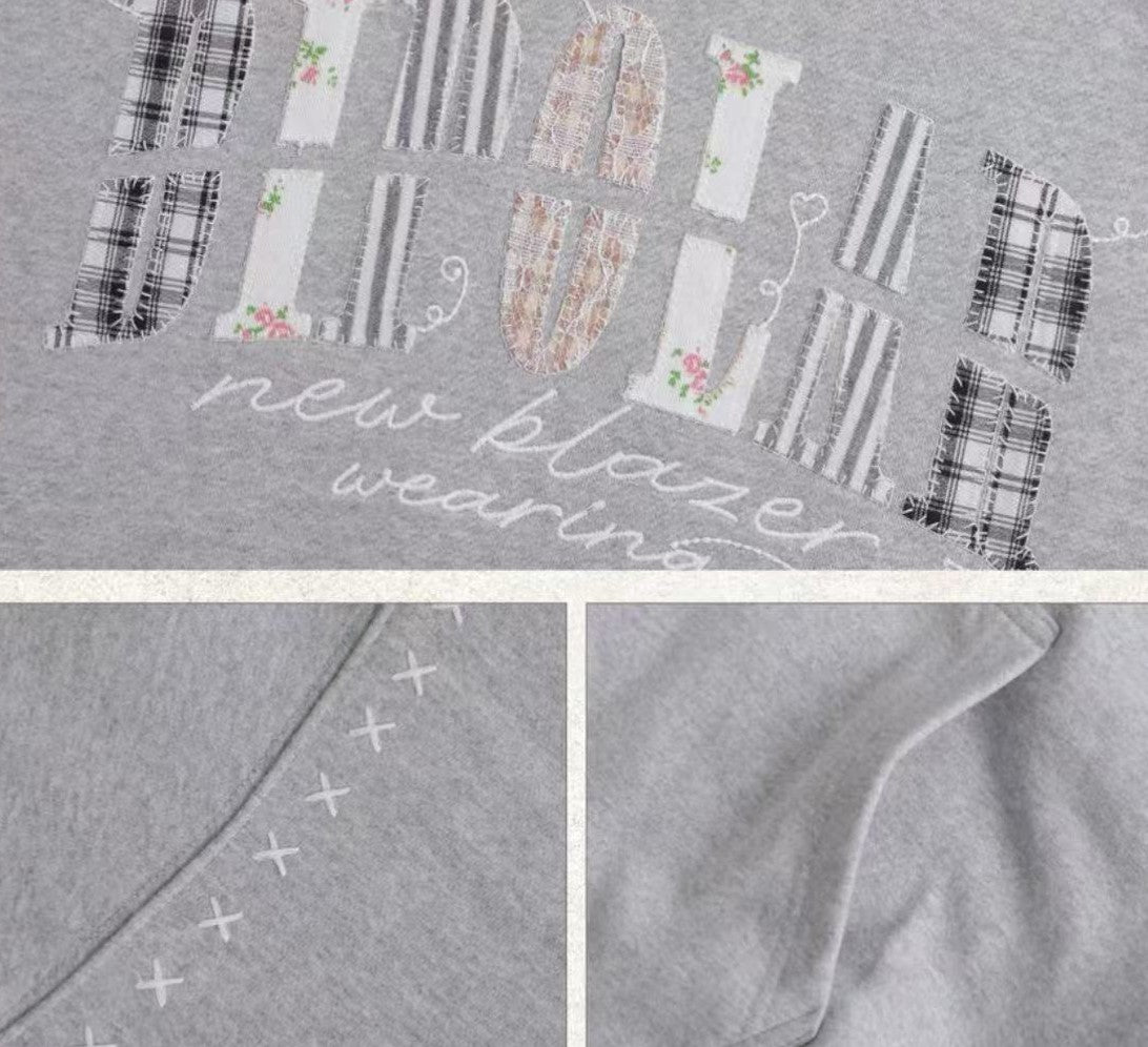 BIPOLAR Floral Striped Patchwork Shell Embroidered Hoodie