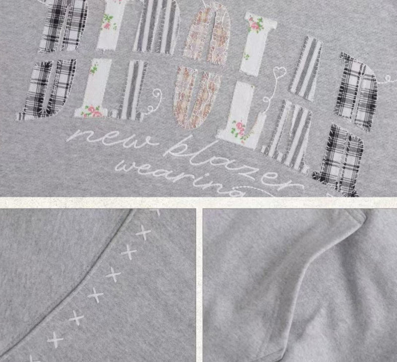 BIPOLAR Floral Striped Patchwork Shell Embroidered Hoodie