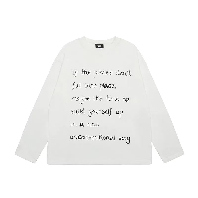 ACHOCK Bamboo Handwritten Printed Long-sleeve T-shirt