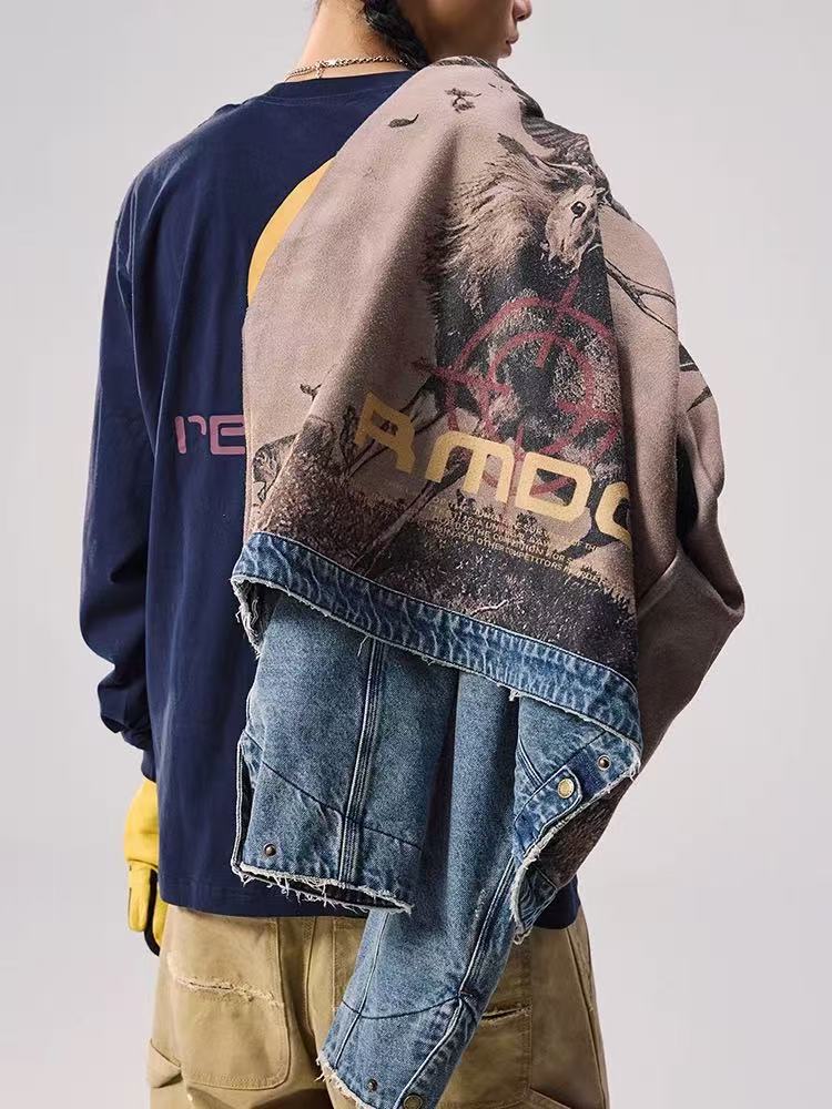 REMEDY Logo Embroidery Retro Denim Jacket