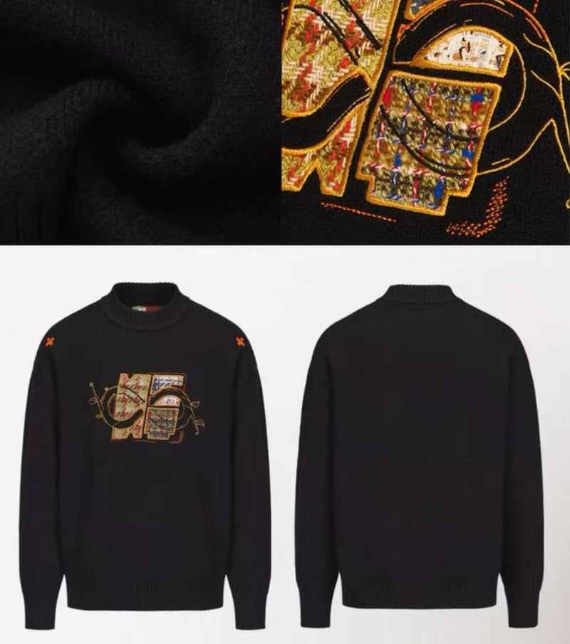 BIPOLAR×NSTNEW Logo Design Black Crew Neck Sweater