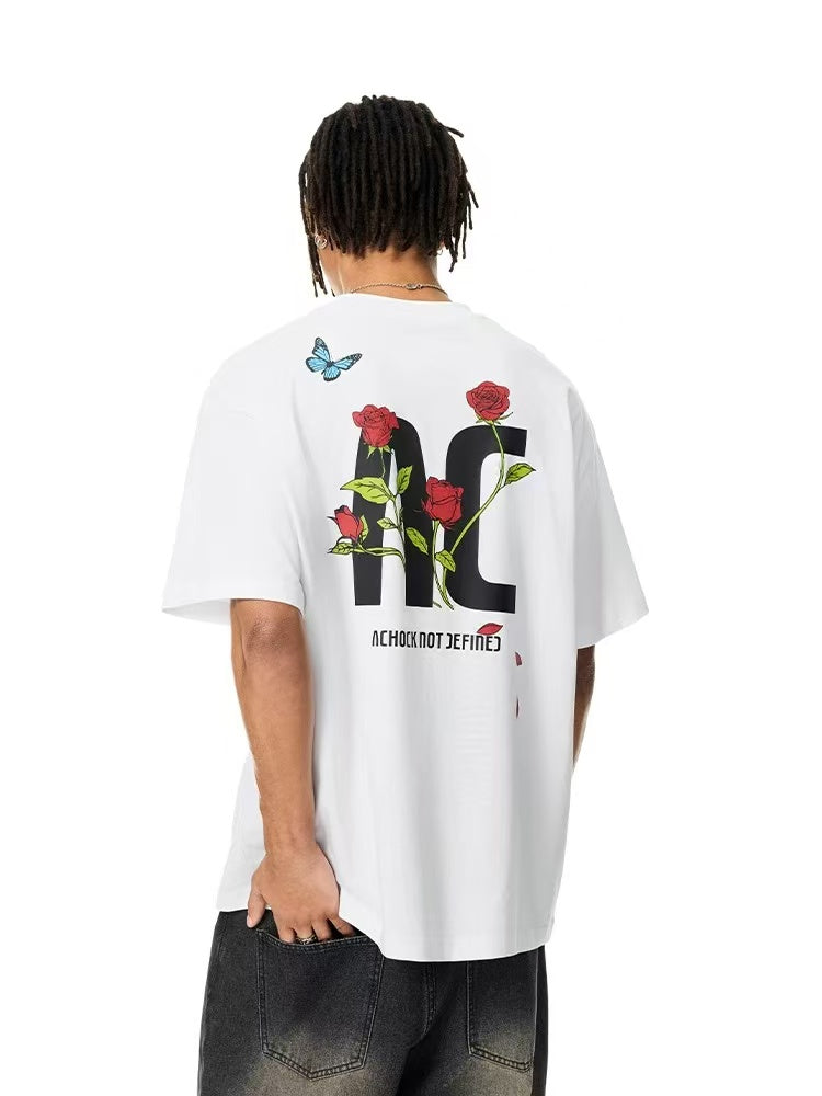 ACHOCK Logo Rose Print T-shirt