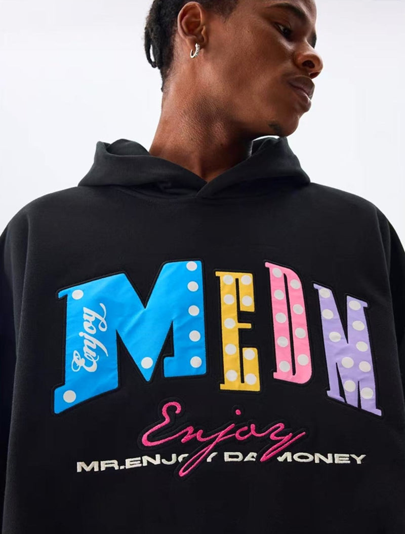 MEDM Neon Color Letter Hoodie