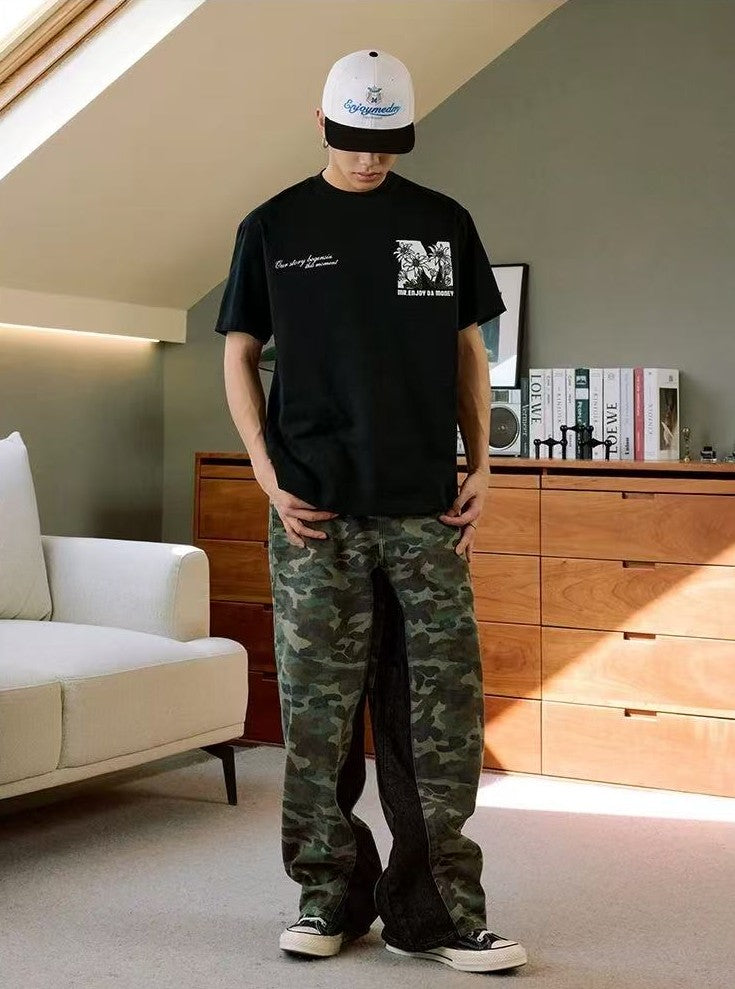 MEDM Large M Hand-painted Daisy Flower Short-sleeved T-shirt