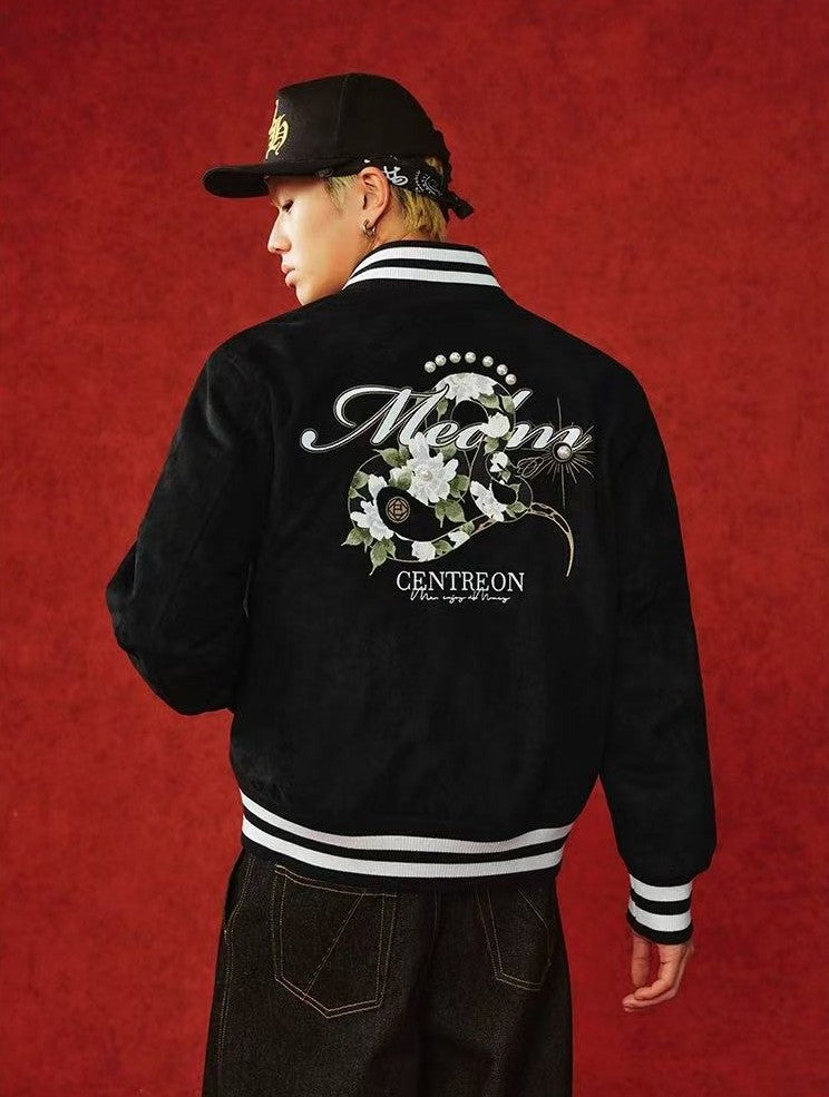 MEDM "Year of the Snake" Suede Varsity Jacket