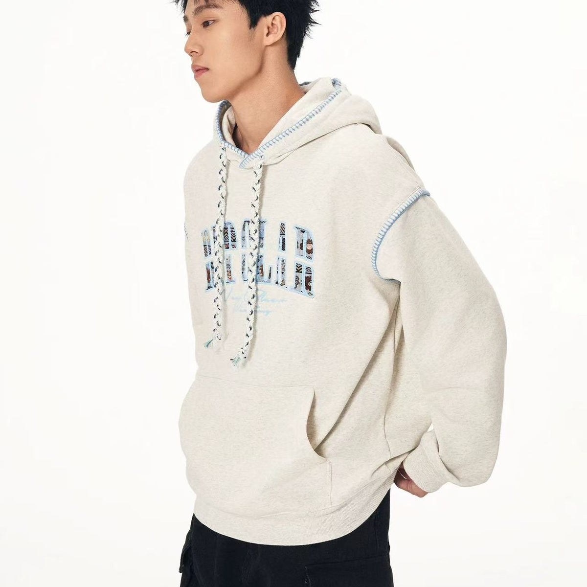 BIPOLAR Ethnic Style Woven Patchwork Hoodie