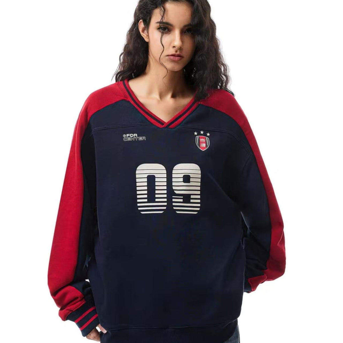 FDR 09 Printed V-neck Contrasting Sweatshirt