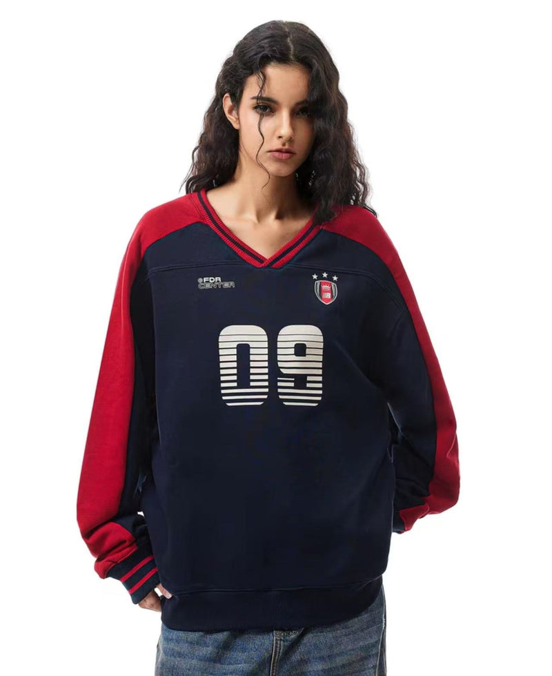 FDR 09 Printed V-neck Contrasting Sweatshirt