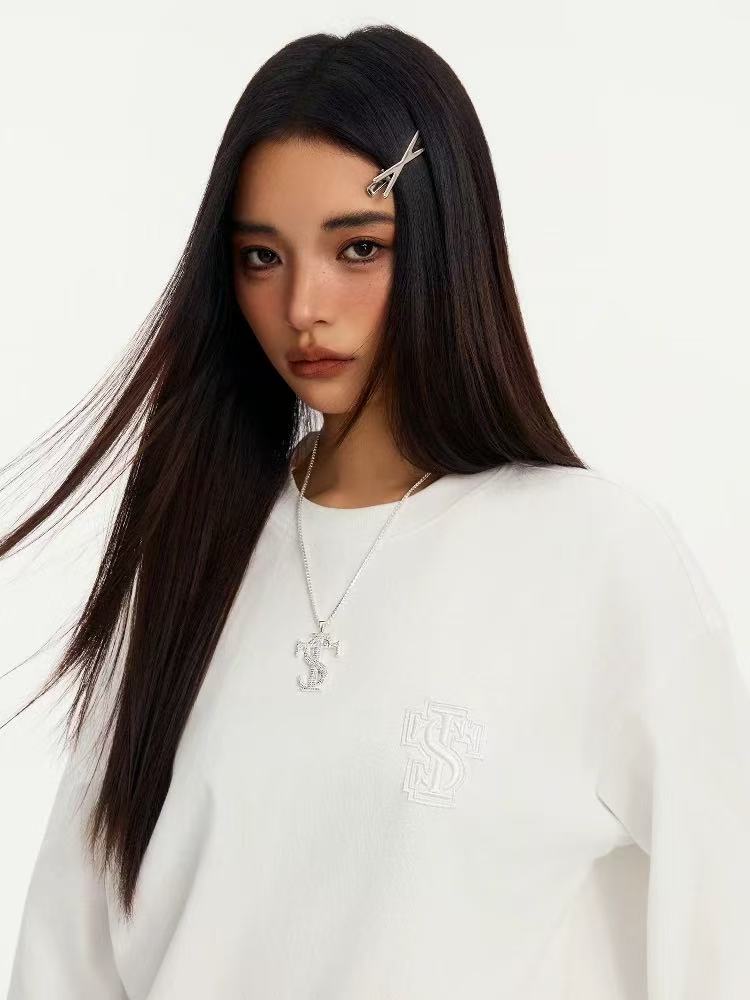 STK Vintage Circular Applique Embroidered Long-Sleeve T-Shirt