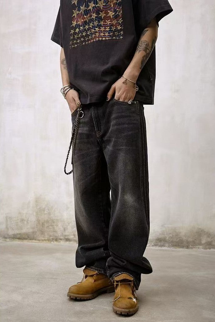 REMEDY Striped Washed Jeans