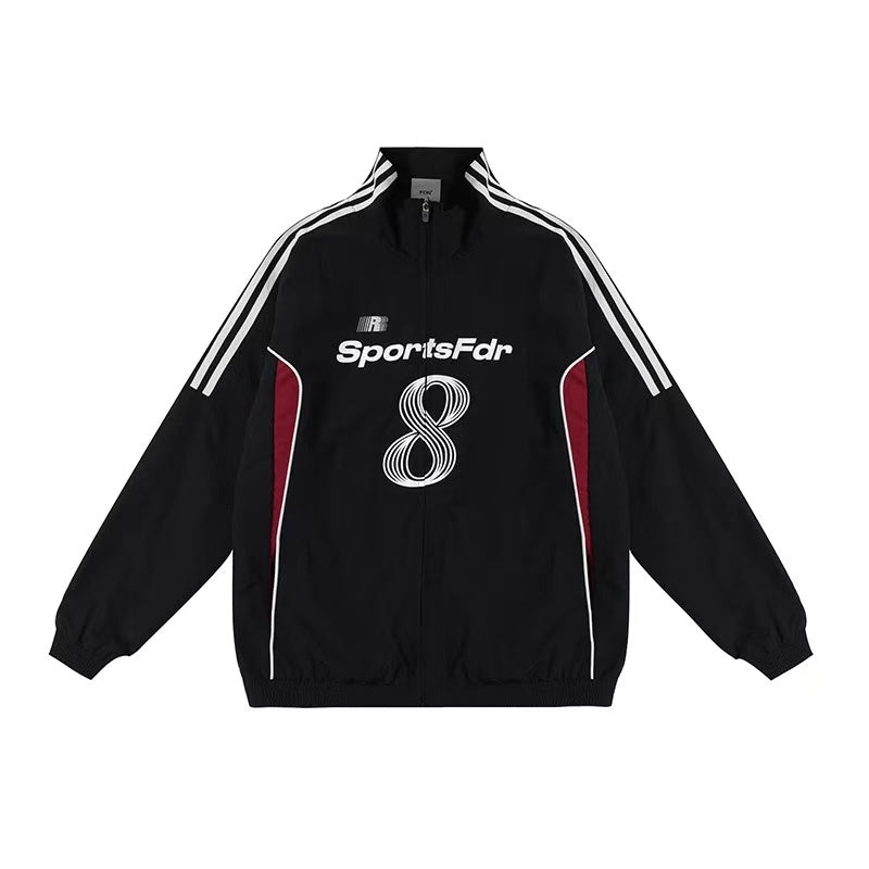 FDR Stand Collar Patchwork Color Contrast Jacket