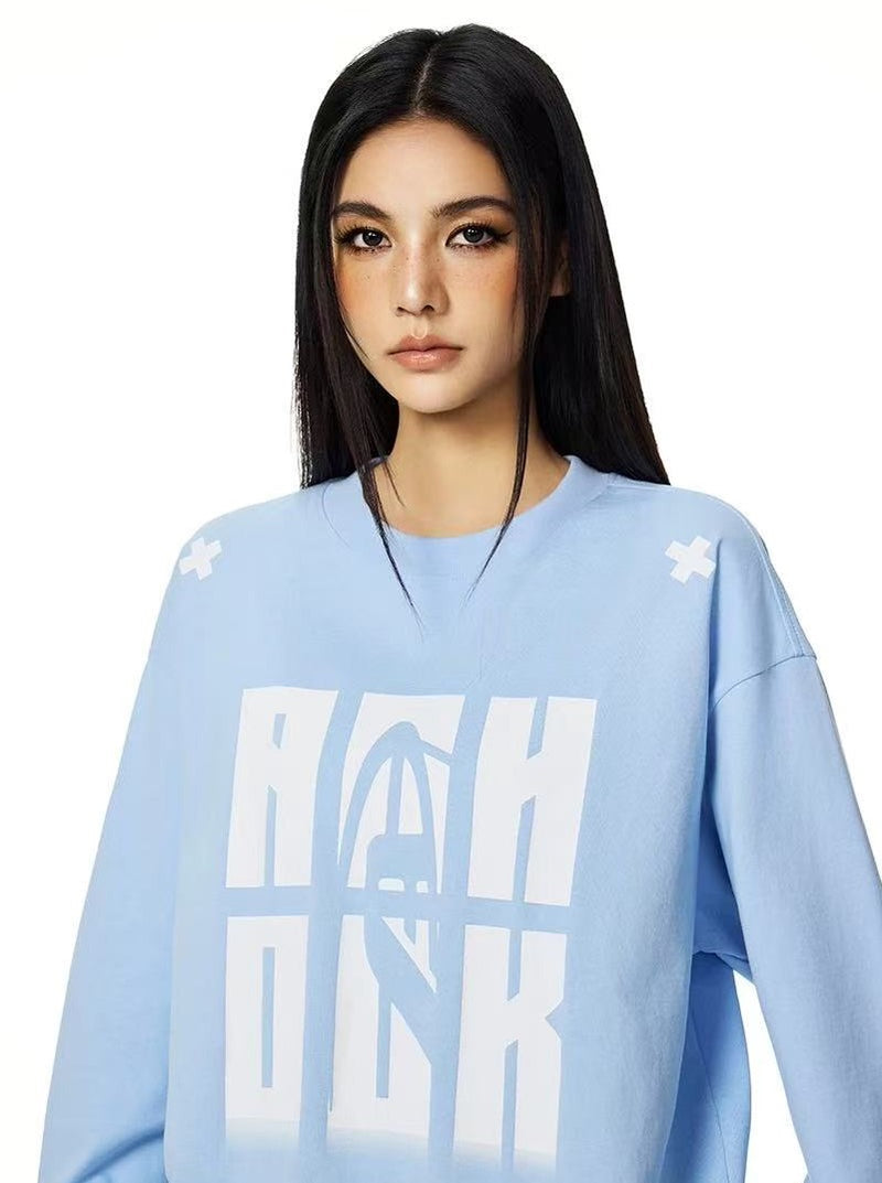 ACHOCK Heavy Letter Print Long-sleeve T-shirt