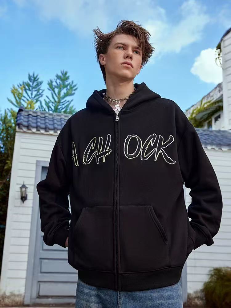 ACHOCK Embroidered Logo Cardigan Jacket