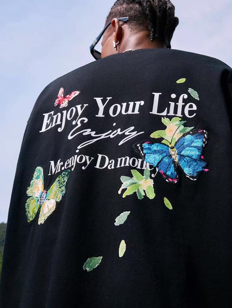 MEDM Butterfly Printed Long-sleeve T-shirt