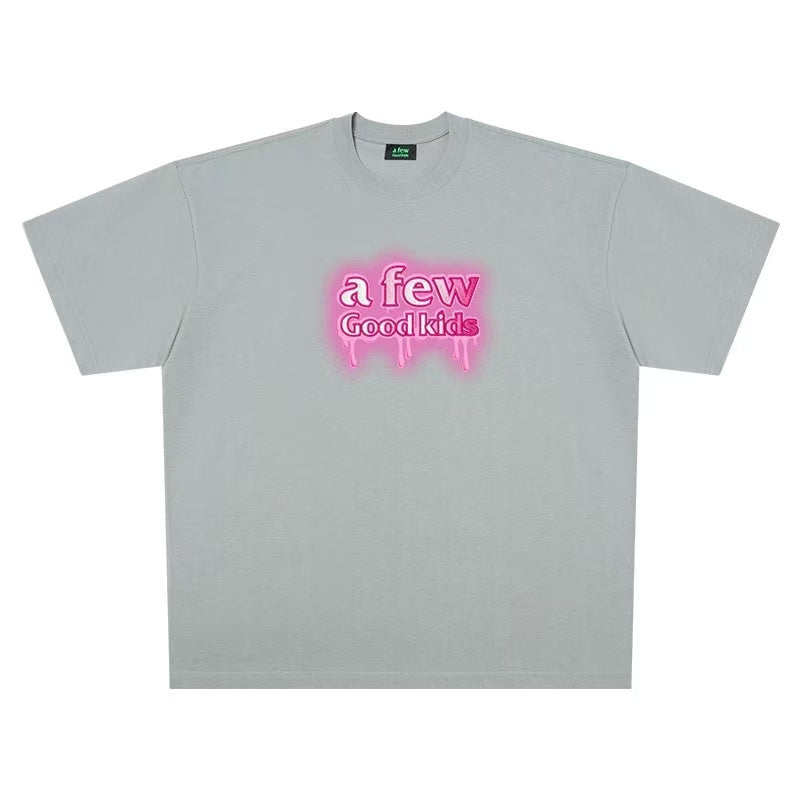 AFGK Versatile Melted Syrup Letter Short-sleeves T- shirt