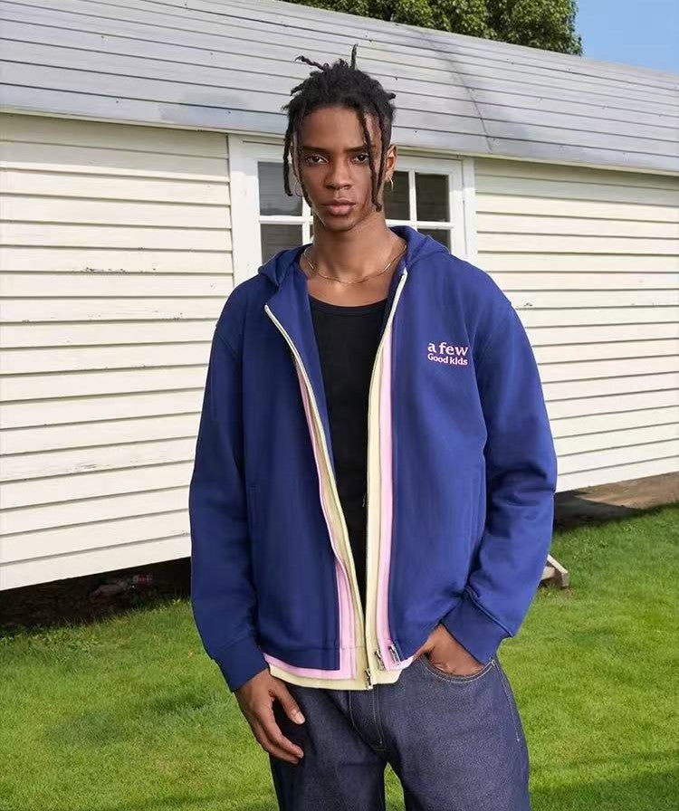 AFGK Colorful Multi Placket Cardigan Sweatshirt