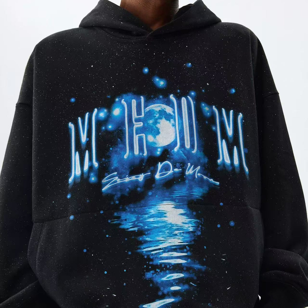 MEDM Blue Glitter Moon Reflection Hoodie