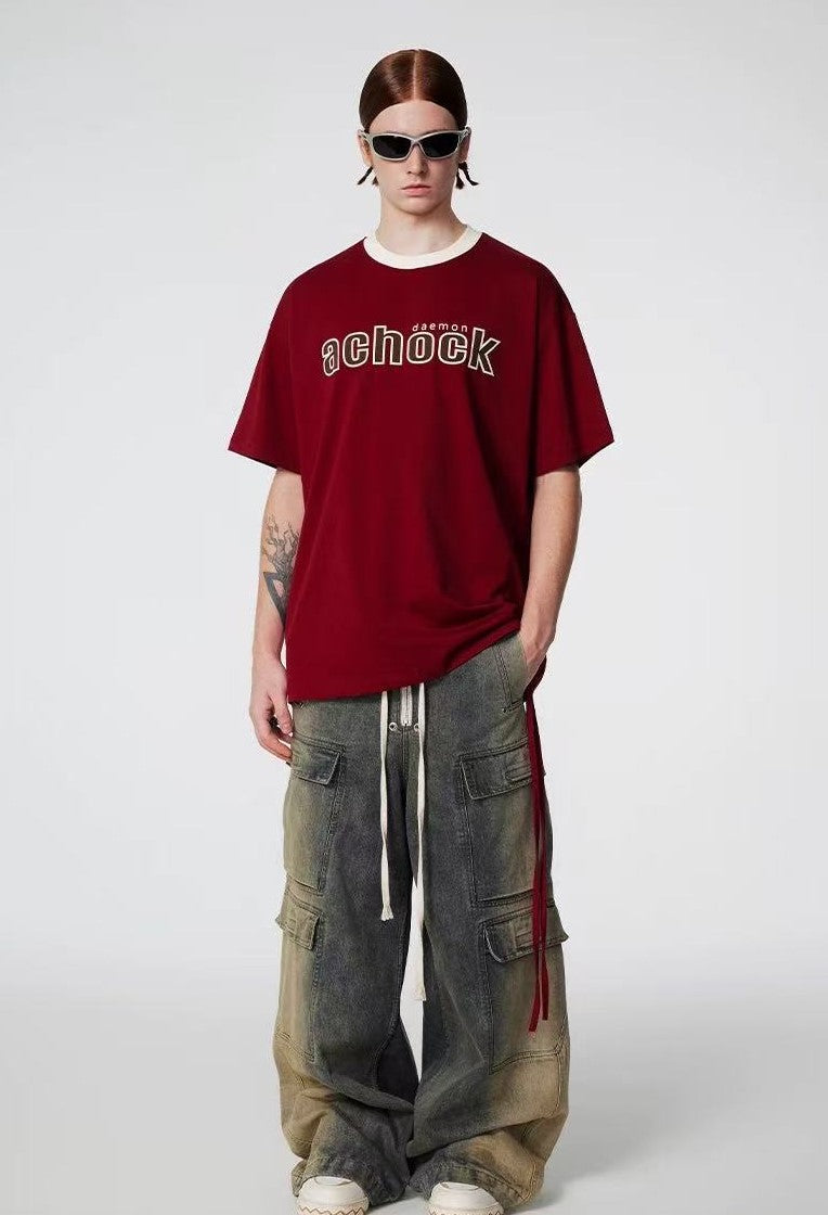 ACHOCK Suede Foam Printed Short-sleeved T-shirt