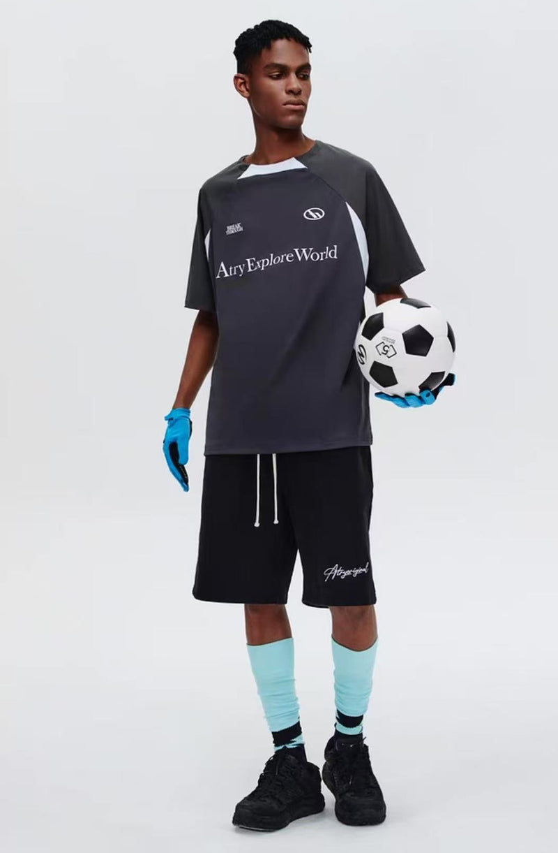 ATRY  Mesh Stitching Contrasting Colors T-shirt