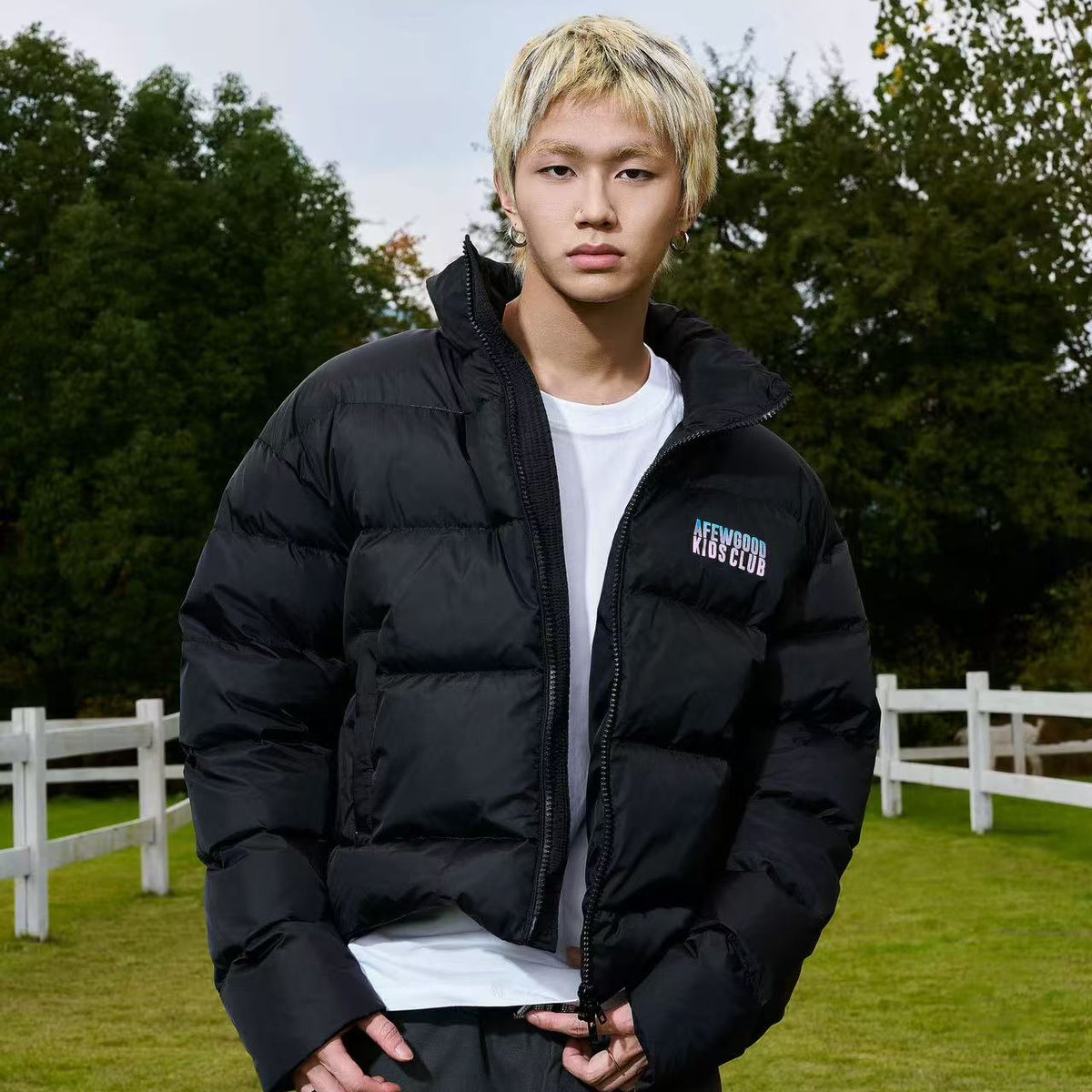AFGK Embroidery Gradient Handwritten Font Down Jacket