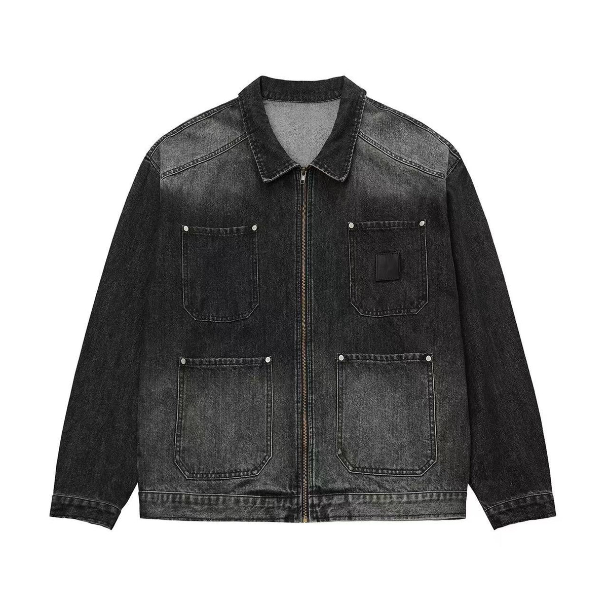 BIPOLAR Retro Distressed Design Washed Denim Jacket