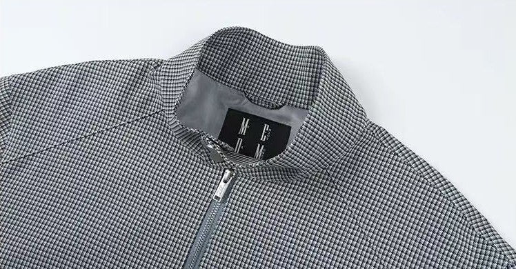 MEDM Houndstooth Stand Collar Casual Jacket
