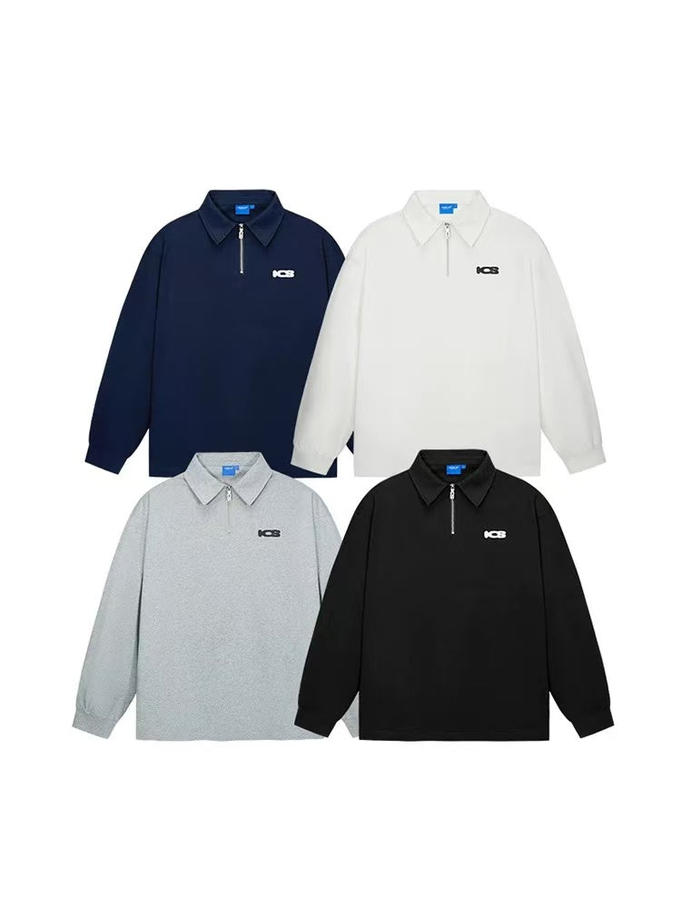 ICONSLAB Monogram Half-zip Long-sleeve Polo Shirt
