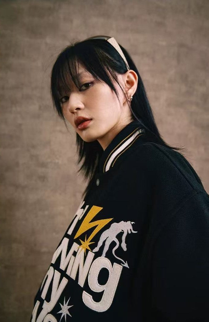 REMEDY Lightning Pledge Embroidered Letter Jacket