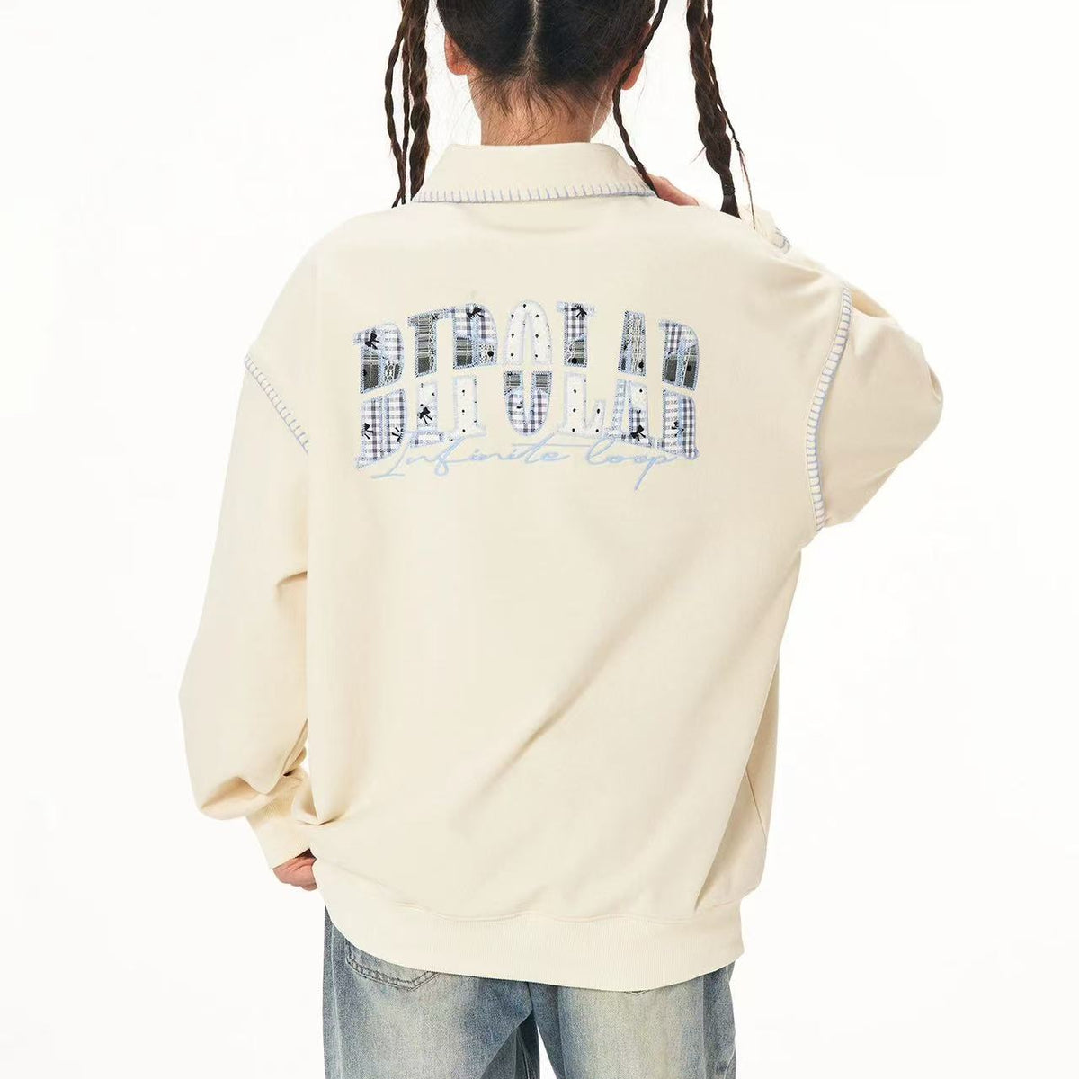 BIPOLAR Lace Patch Polo Sweatshirt