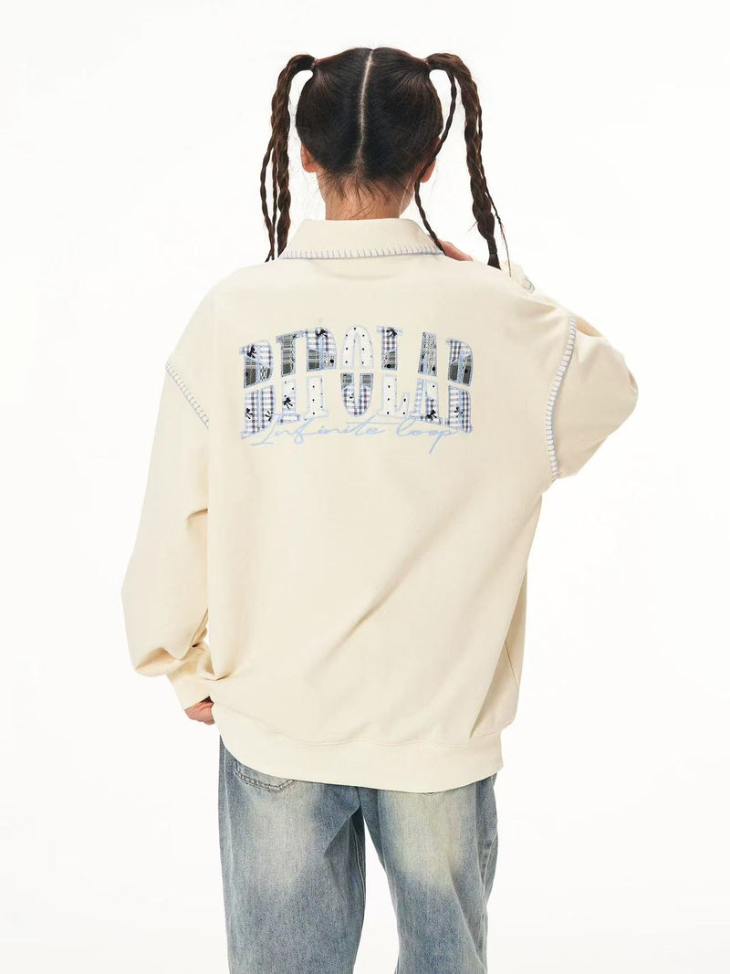 BIPOLAR Lace Patch Polo Sweatshirt