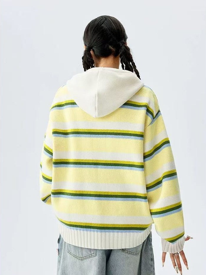MEDM Color Striped Hooded Sweater
