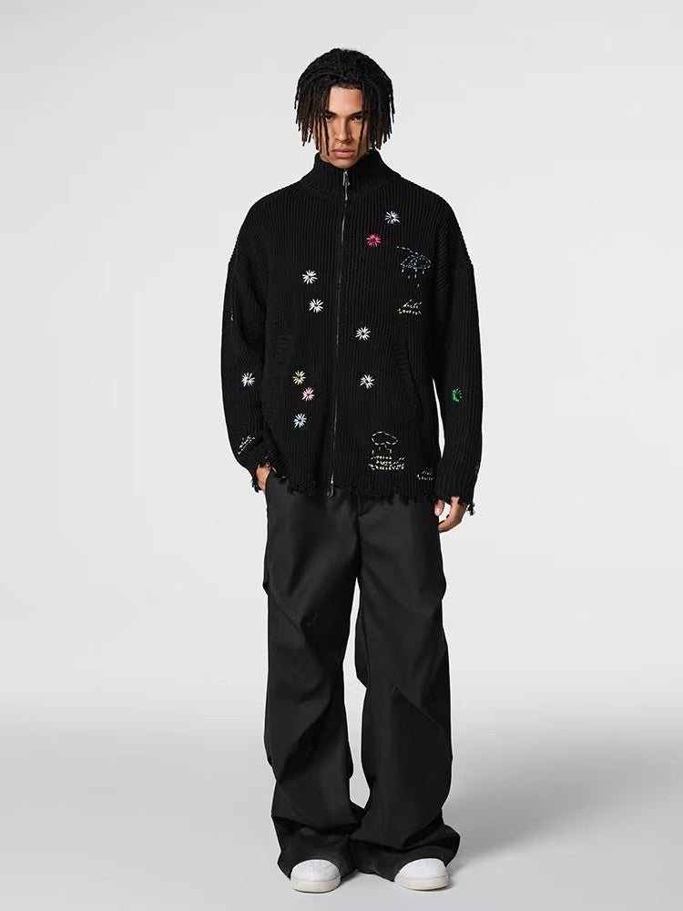 ACHOCK Vintage Floral Embroidered Sweater