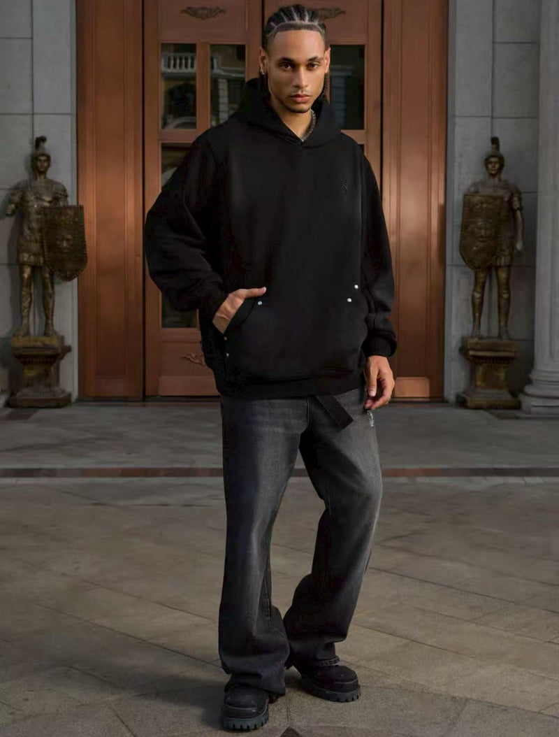 STK Double Pouch Rivet Pocket Wash Hoodie