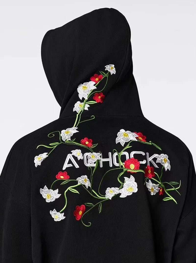 ACHOCK Heavy Floral Embroidered Hoodie
