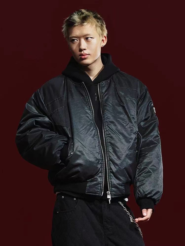 REMEDY Pleated Quilted  Bomber Jacket