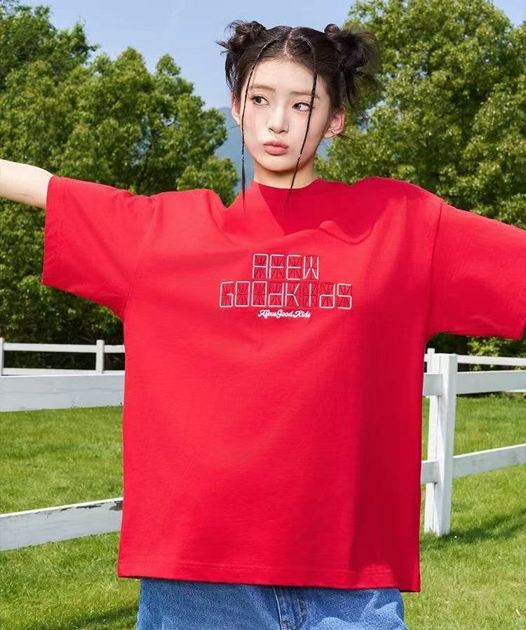 AFGK Electronic Screen Embroidery LOGO Short-sleeves T-shirt