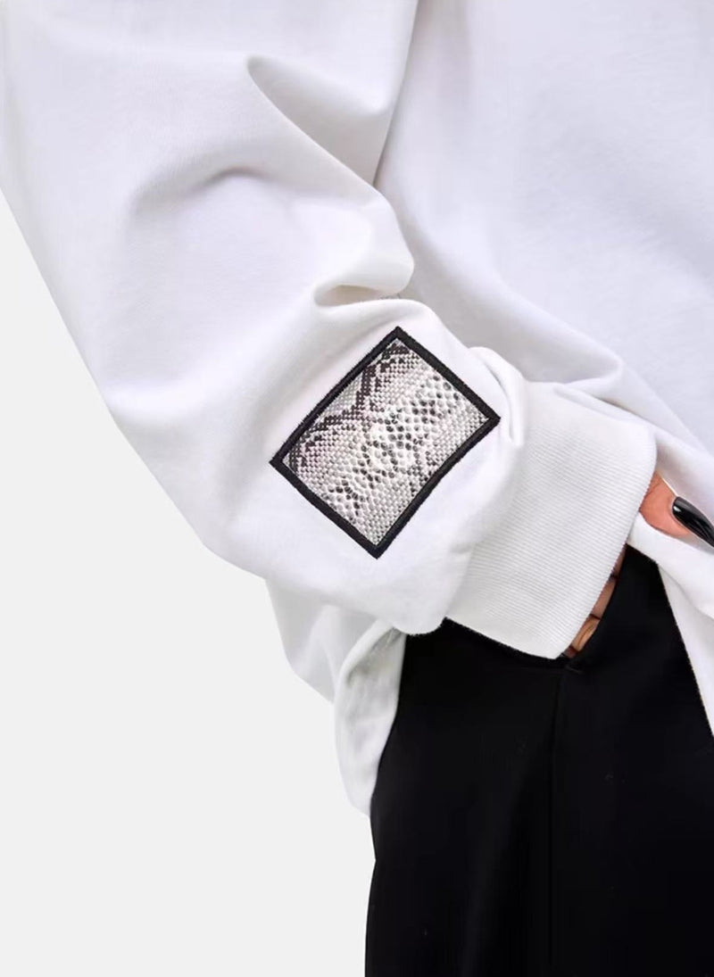 MEDM Snake Print Lettering Top Long-sleeve T-shirt