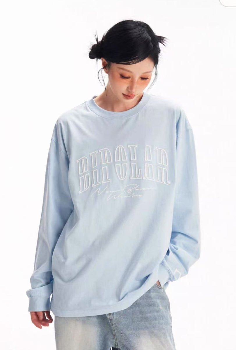 BIPOLAR Basic Embroidered Long-sleeved T-shirt