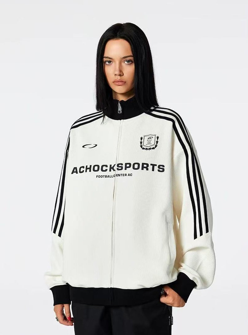 ACHOCK Stand Collar Color Matching Zipped Jacket