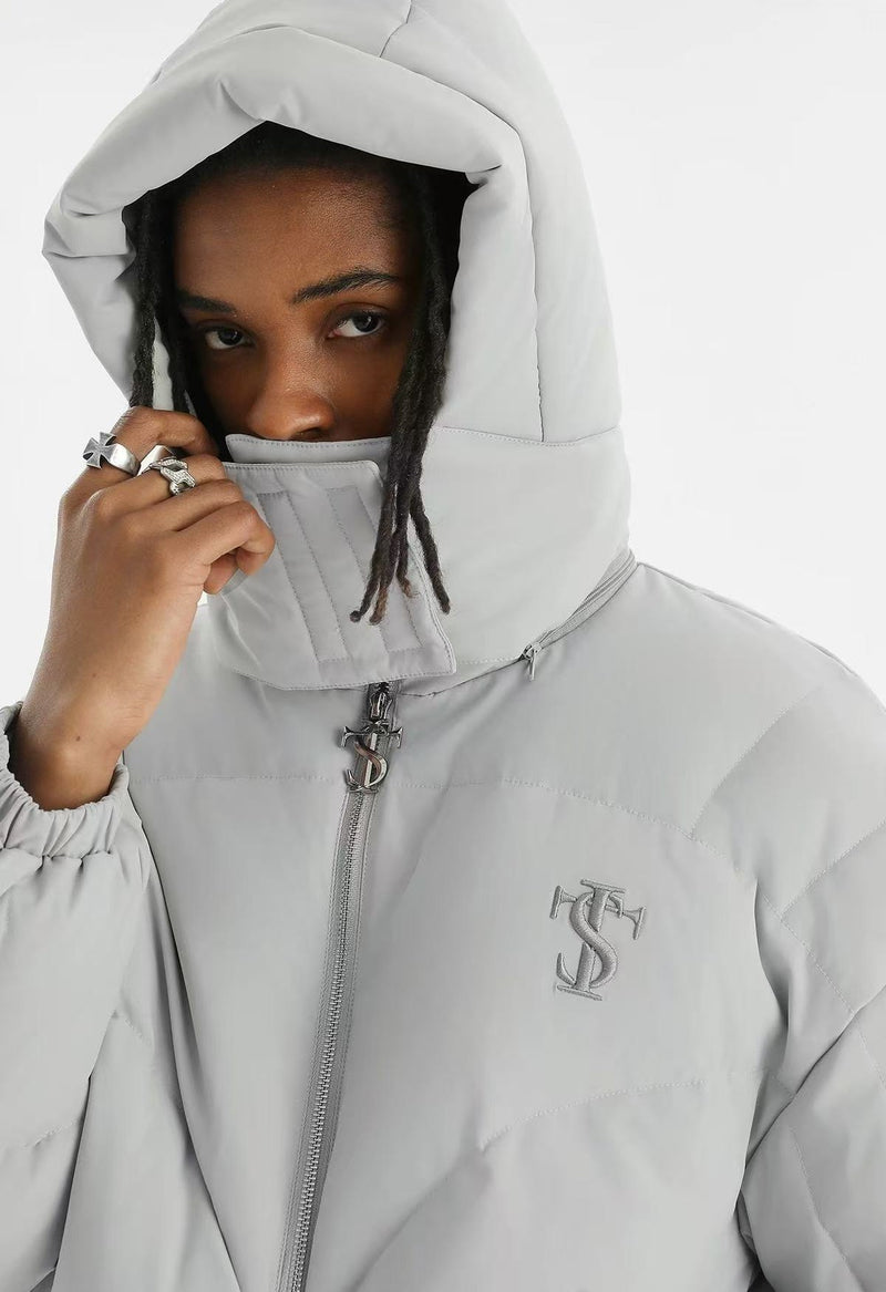 STK Vintage Quilted Embroidered Hooded Down Jacket