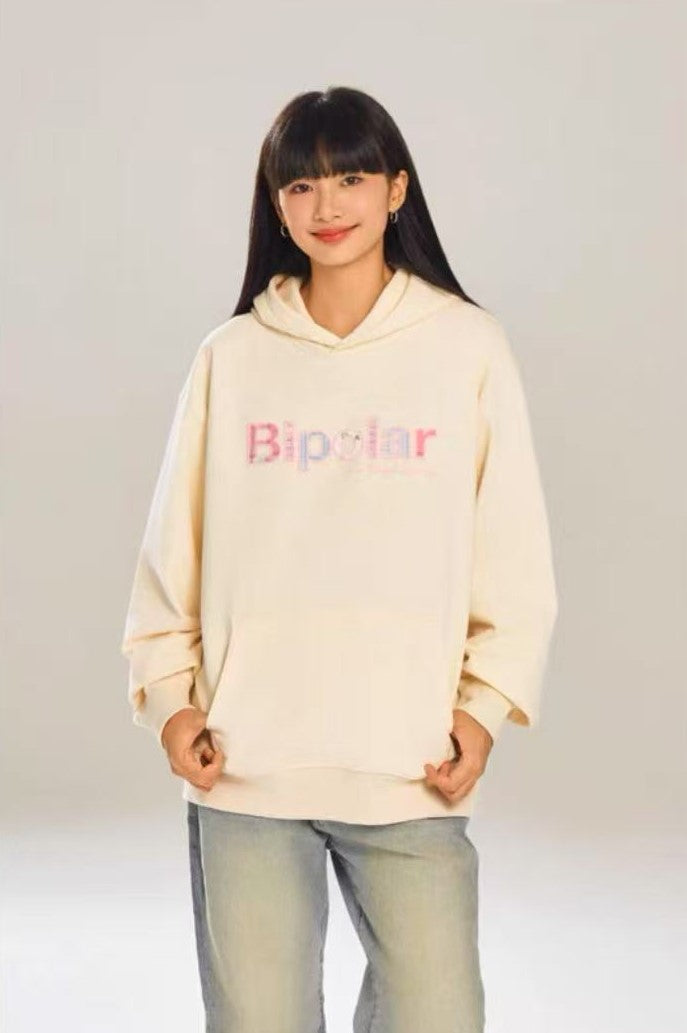 BIPOLAR Colorful Plaid Patch Logo Hoodie