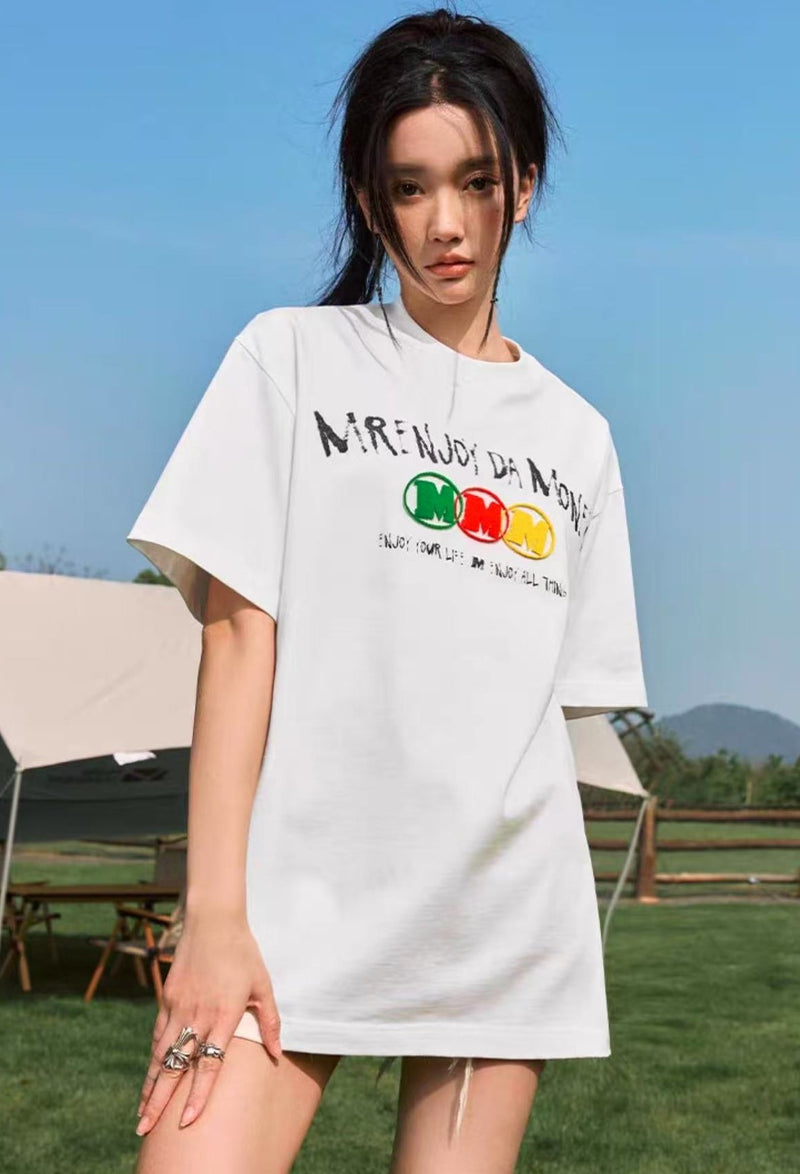 MEDM Ink Word Embroidered Short-sleeved T-shirt