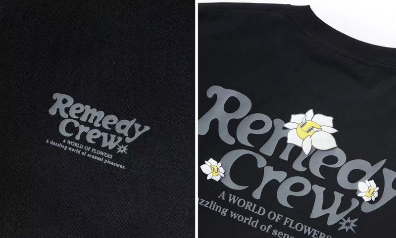 REMEDY Cartoon Floral Print Short-sleeve T-shirt